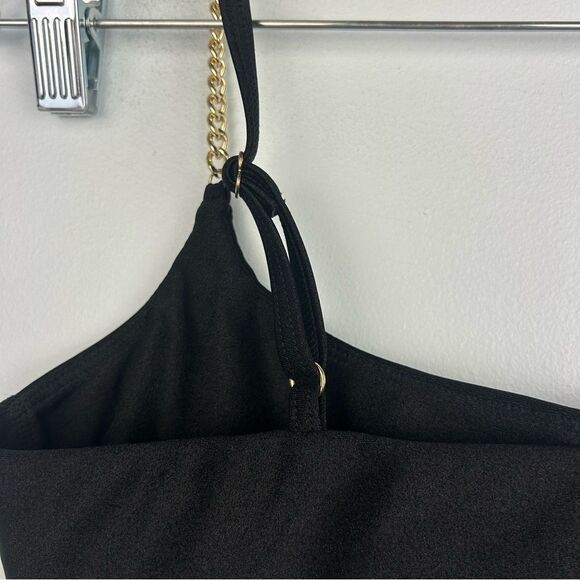 WEWOREWHAT Black Gold Chain Strap Top Bra Cami Scoopneck Adjustable Sz S or 4 - Picture 10 of 14